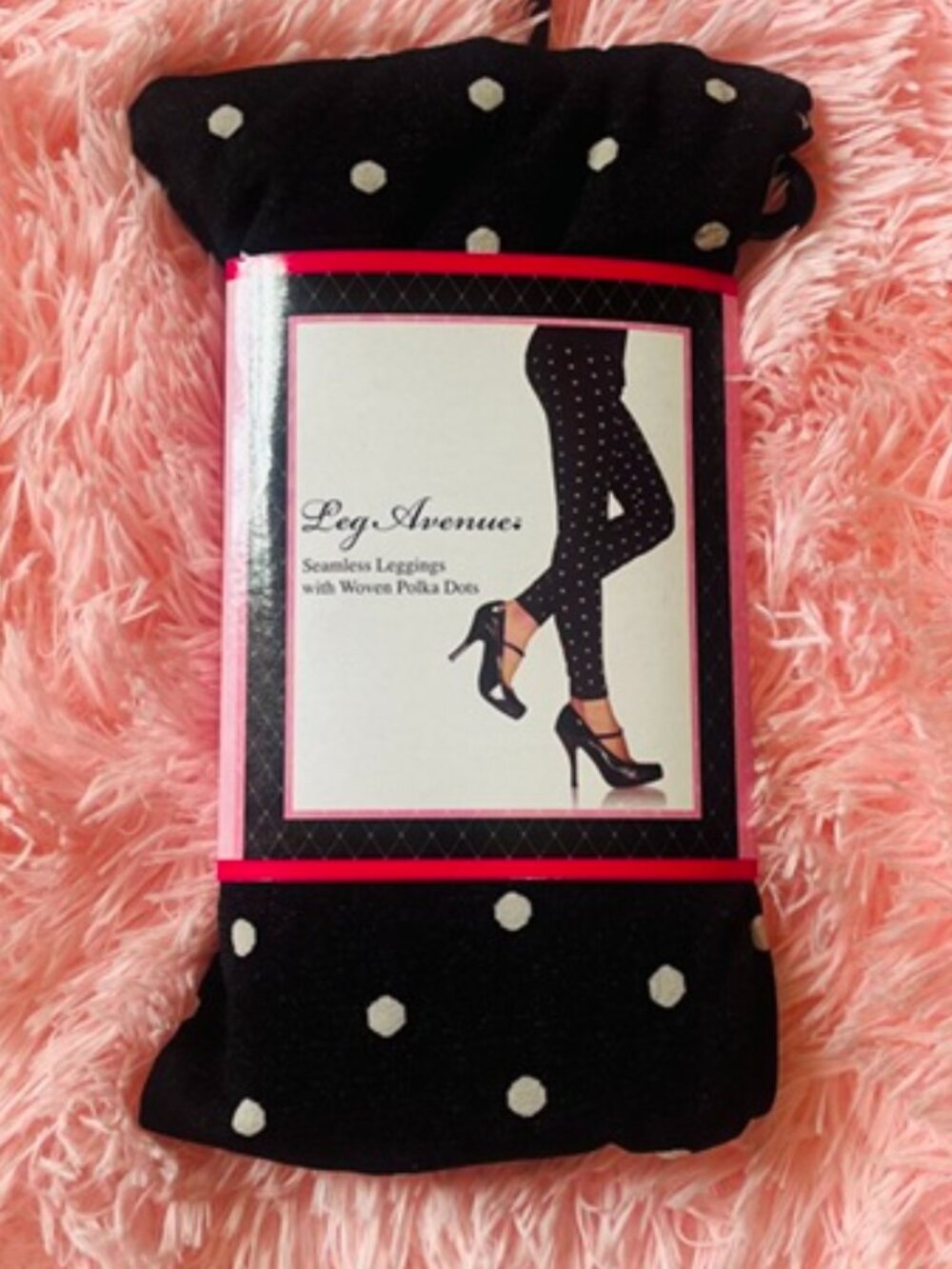 Leg Avenue black w/ white polka dots seamless leggings